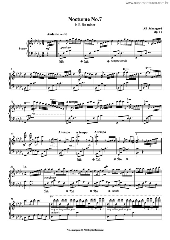 Partitura da música Nocturne No.7 - Op.11