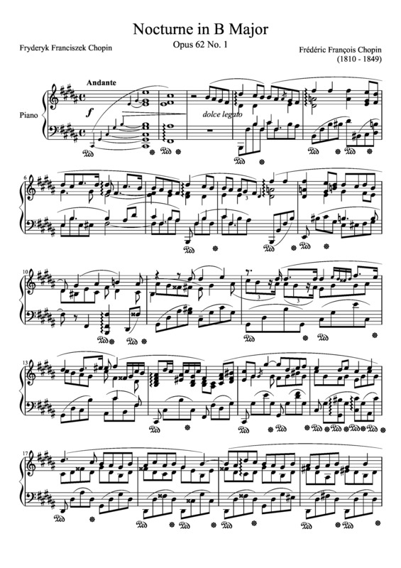 Partitura da música Nocturne Opus 62 No. 1 In B Major