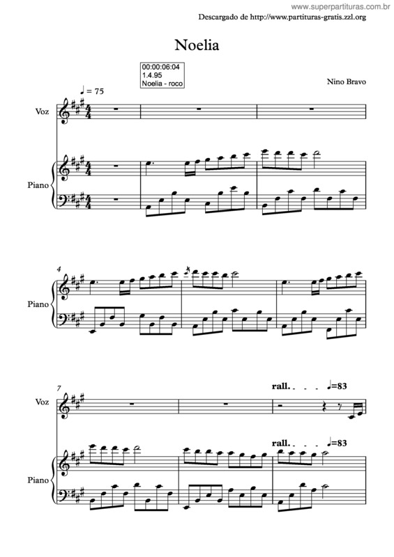 Partitura da música Noelia