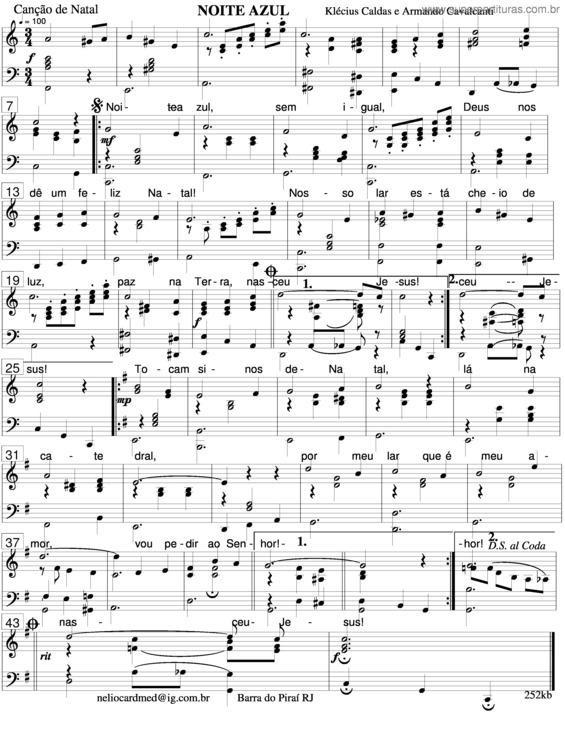 Partitura da música Noite Azul v.2