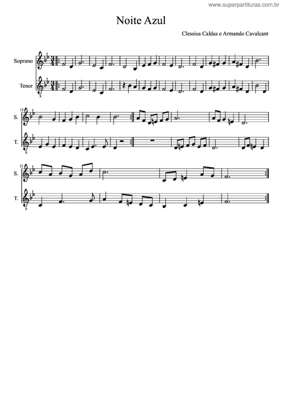 Partitura da música Noite Azul v.3
