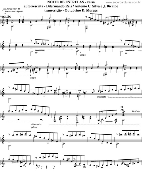 Partitura da música Noite De Estrelas v.6