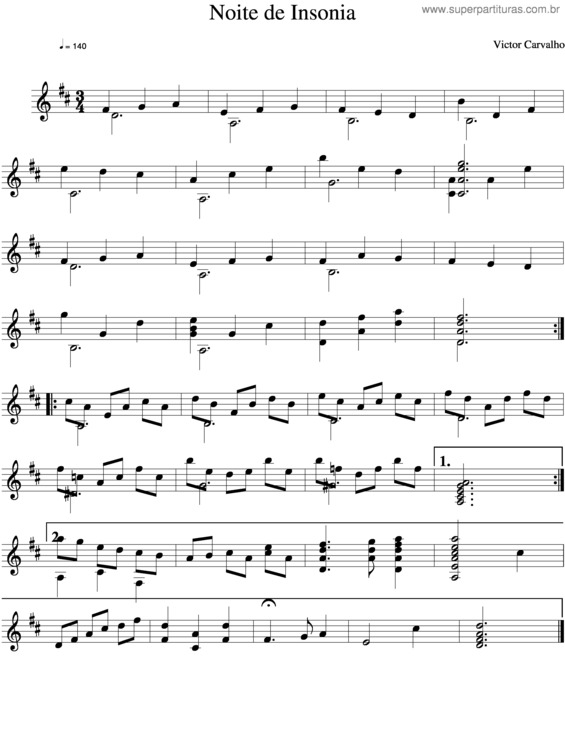 Partitura da música Noite De Insonia