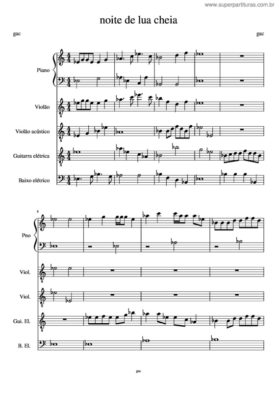 Partitura da música Noite De Lua Cheia v.2