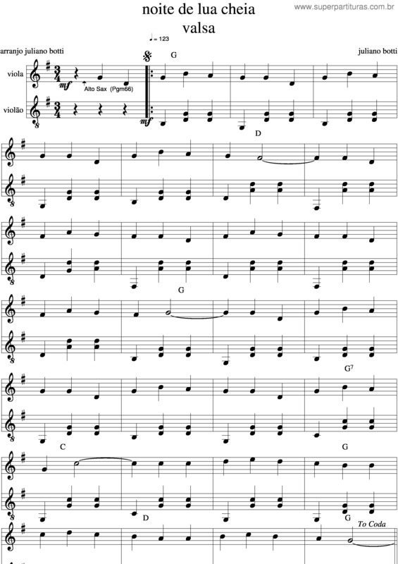 Partitura da música Noite De Lua Cheia