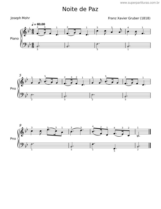 Partitura da música Noite De Paz – Franz Xavier Gruber v.2