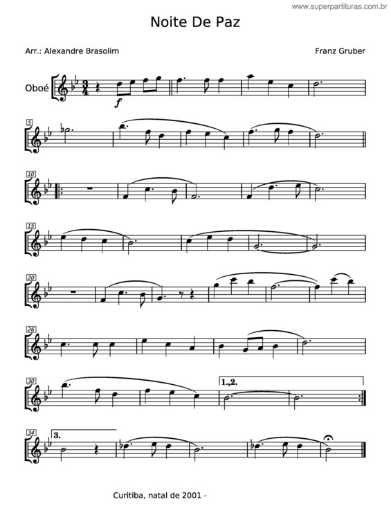 Partitura da música Noite De Paz – Franz Xavier Gruber v.4