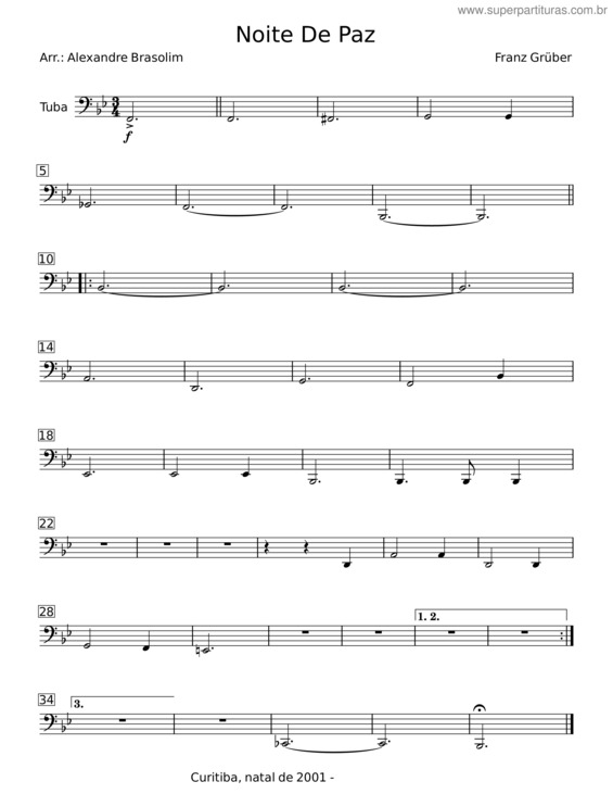 Partitura da música Noite De Paz – Franz Xavier Gruber v.5