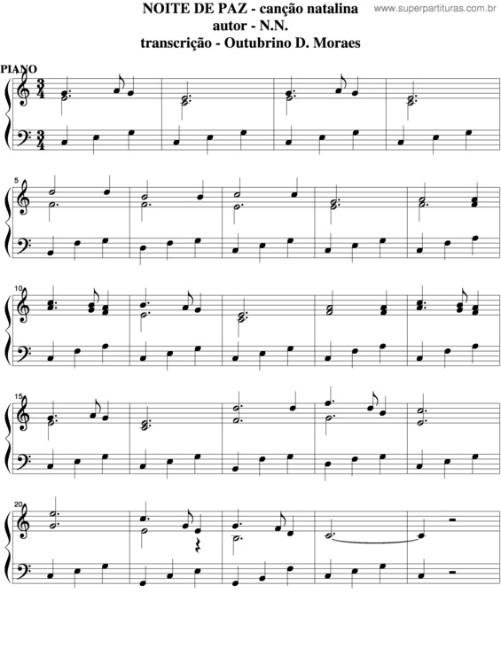 Partitura da música Noite De Paz v.2