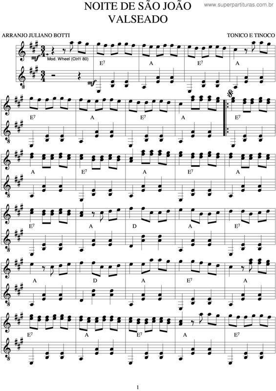 Partitura da música Noite De São João v.2