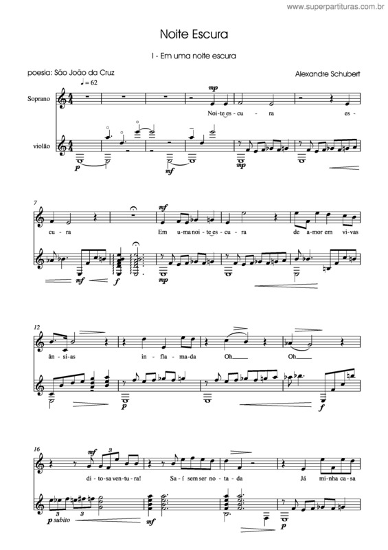 Partitura da música Noite escura