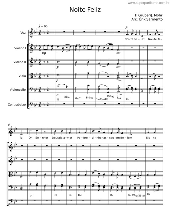 Partitura da música Noite Feliz – F Gruber v.3