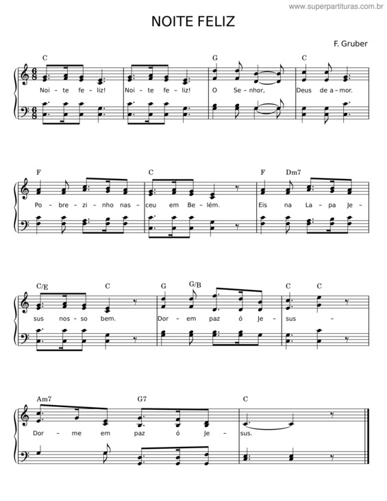 Partitura da música Noite Feliz – F Gruber v.4