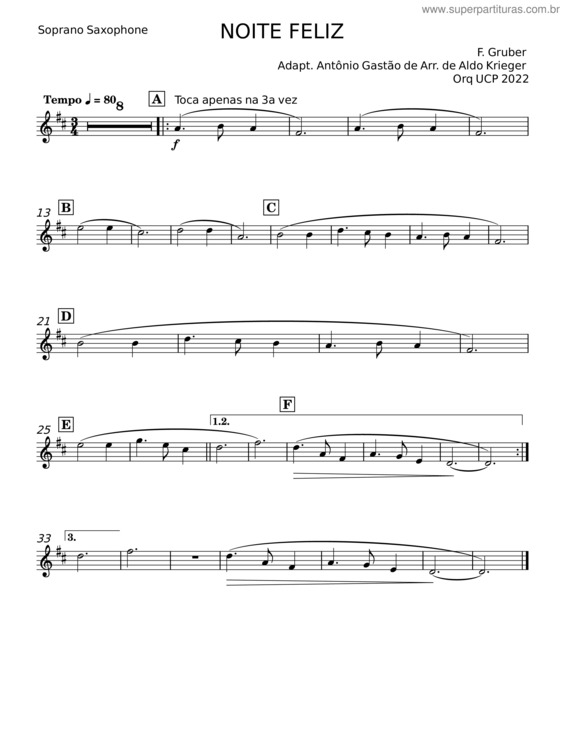 Partitura da música Noite Feliz – F Gruber v.5