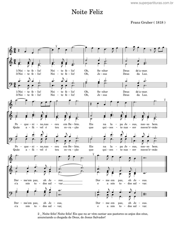 Partitura da música Noite Feliz – Franz Xaver Gruber v.11