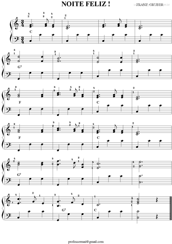 Partitura da música Noite Feliz (Natal)