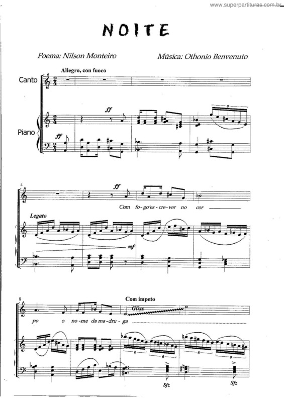 Partitura da música Noite