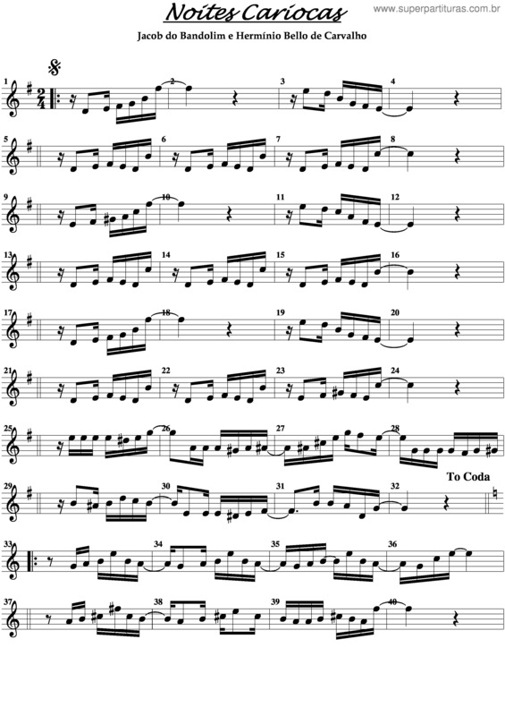 Partitura da música Noites Cariocas v.11