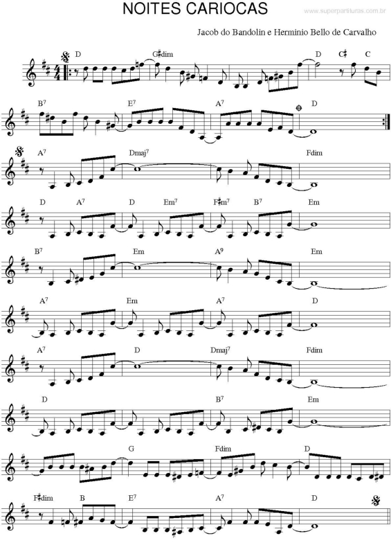 Partitura da música Noites Cariocas