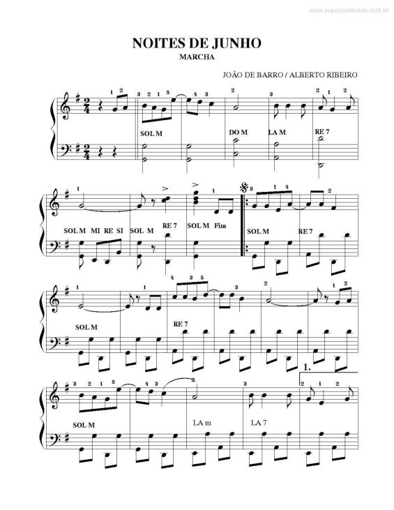 Partitura da música Noites de Junho