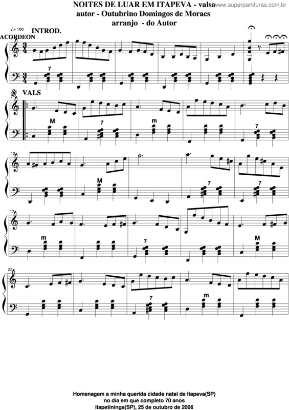 Partitura da música Noites De Luar Em Itapeva v.3