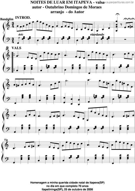 Partitura da música Noites De Luar Em Itapeva v.5