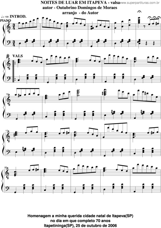 Partitura da música Noites De Luar Em Itapeva v.6