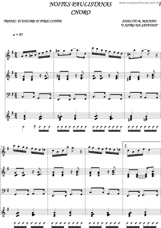 Partitura da música Noites Paulistanas v.2