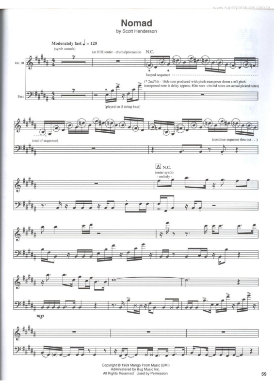 Partitura da música Nomad