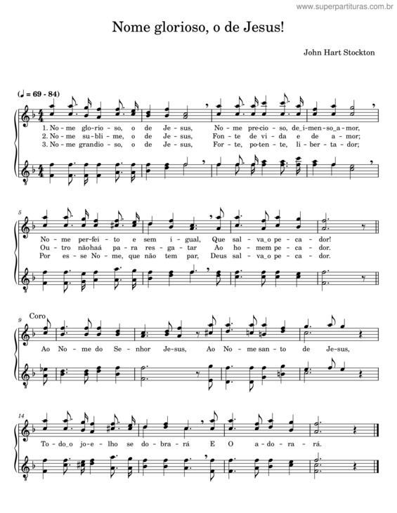 Partitura da música Nome Glorioso, O De Jesus – John Hart Stockton v.2