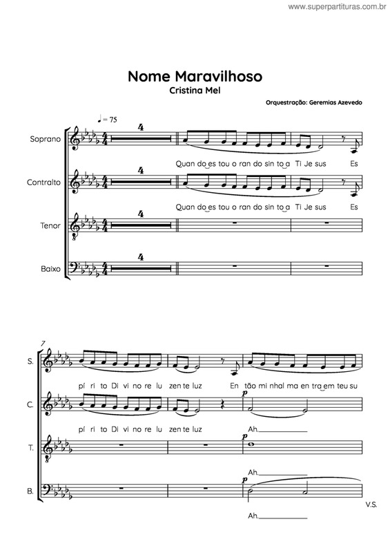 Partitura da música Nome Maravilhoso