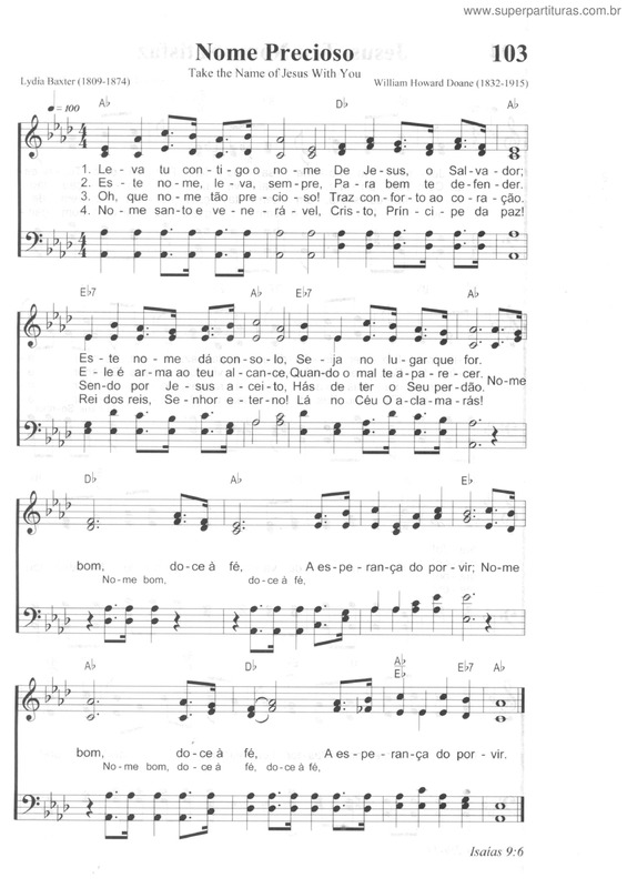 Partitura da música Nome Precioso