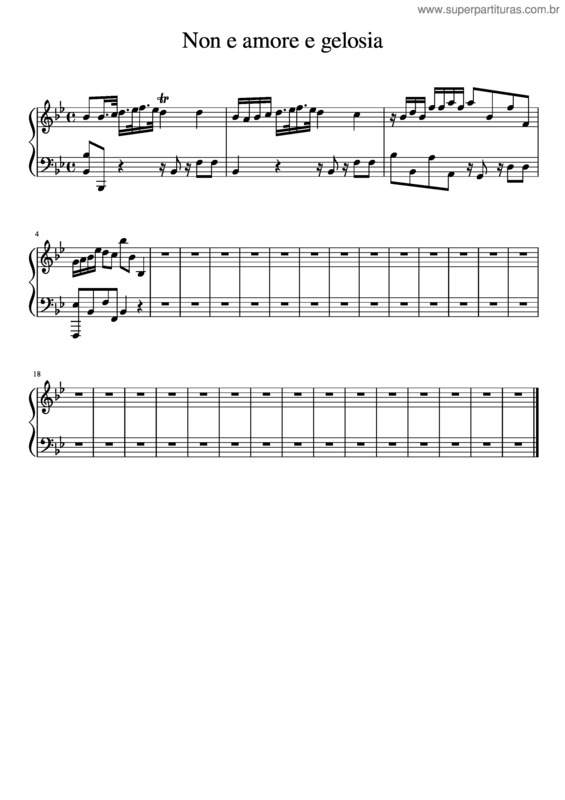 Partitura da música Non E Amore E Gelosia
