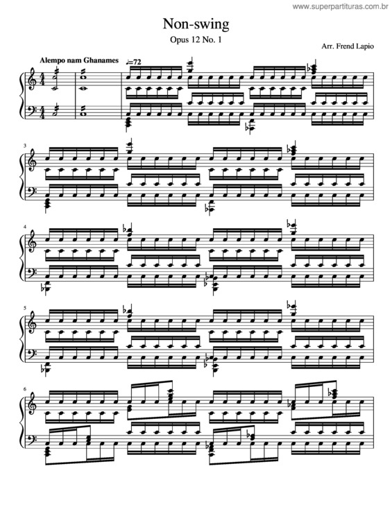 Partitura da música Non–Swing, Opus 12 No. 1 – Arr. Frand Lapio