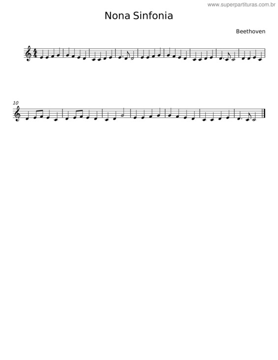 Partitura da música Nona Sinfonia – Beethoven