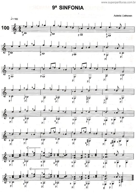 Partitura da música Nona Sinfonia v.3