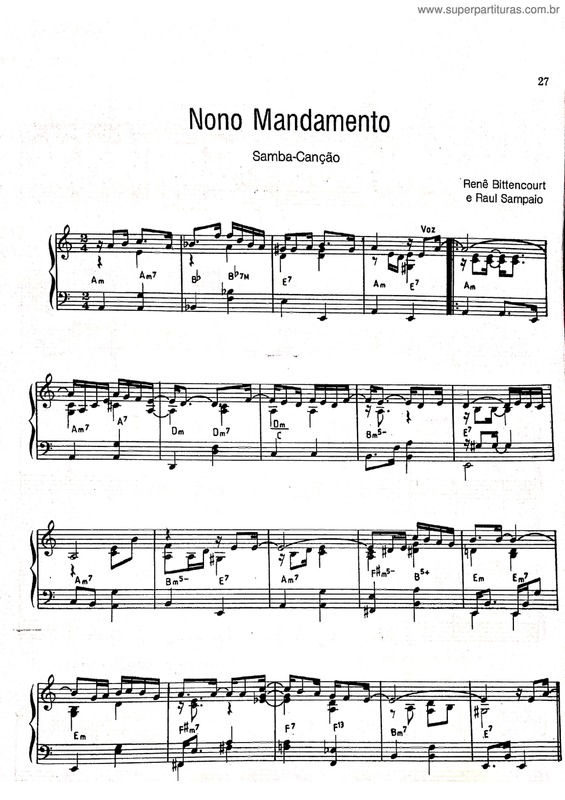 Partitura da música Nono Mandamento