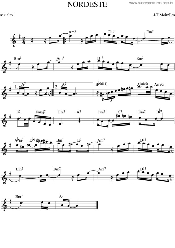 Partitura da música Nordeste