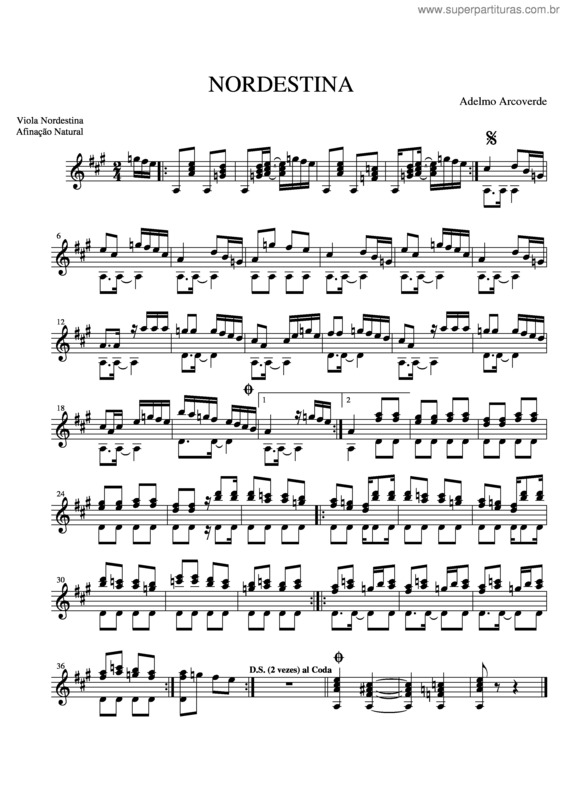 Partitura da música Nordestina