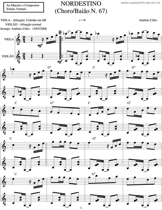 Partitura da música Nordestino