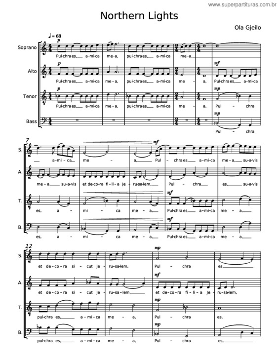 Partitura da música Northern Lights – Ola Gjeilo