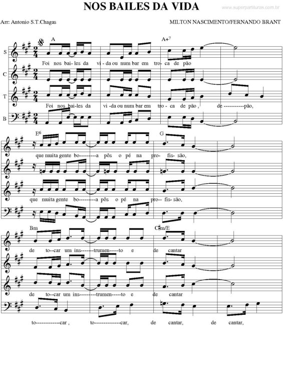 Partitura da música Nos Bailes da Vida v.2