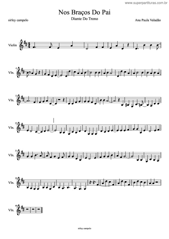 Partitura da música Nos Braços Do Pai v.4