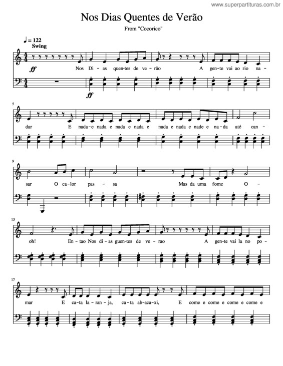 Partitura da música Nos Dias Quentes De Verão