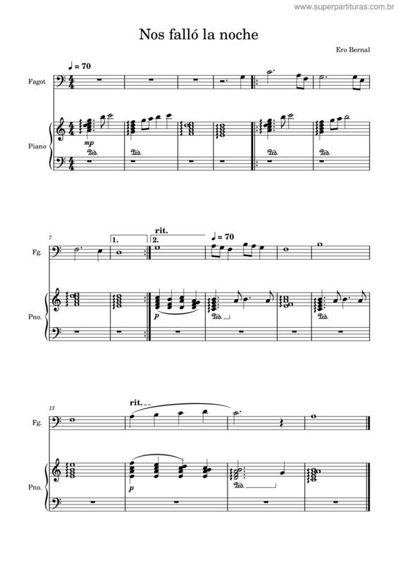Partitura da música Nos Falló La Noche
