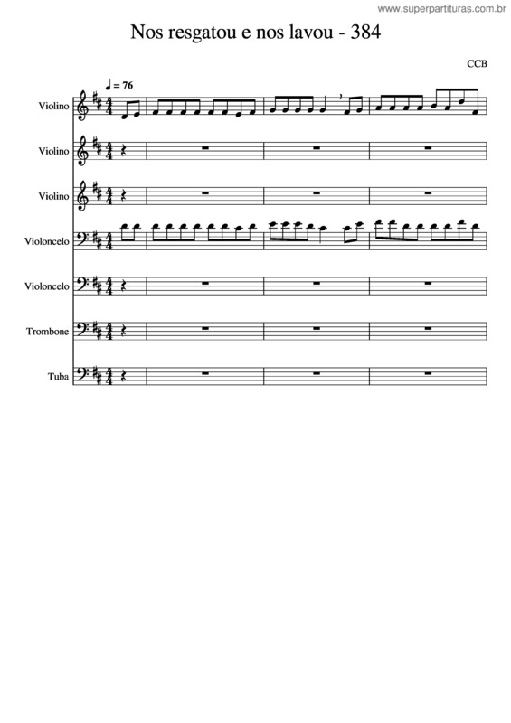 Partitura da música Nos Resgatou E Nos Lavou – 384