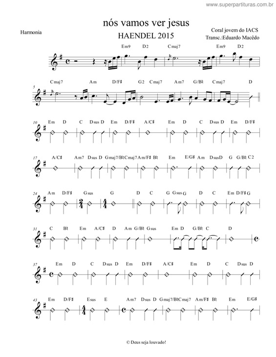 Partitura da música Nós Vamos Ver Jesus