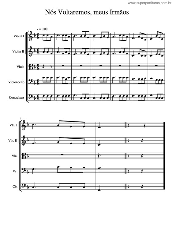 Partitura da música Nós Voltaremos, Meus Irmaos