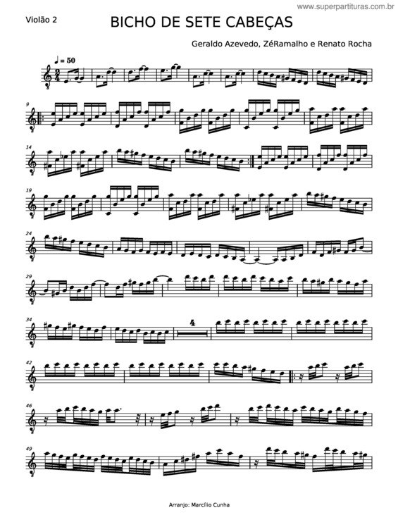 Partitura da música Nosotros Nosotras & Bicho De Sete Cabeças – Geraldo Azevedo v.2