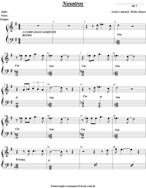 Partitura da música Nosotros